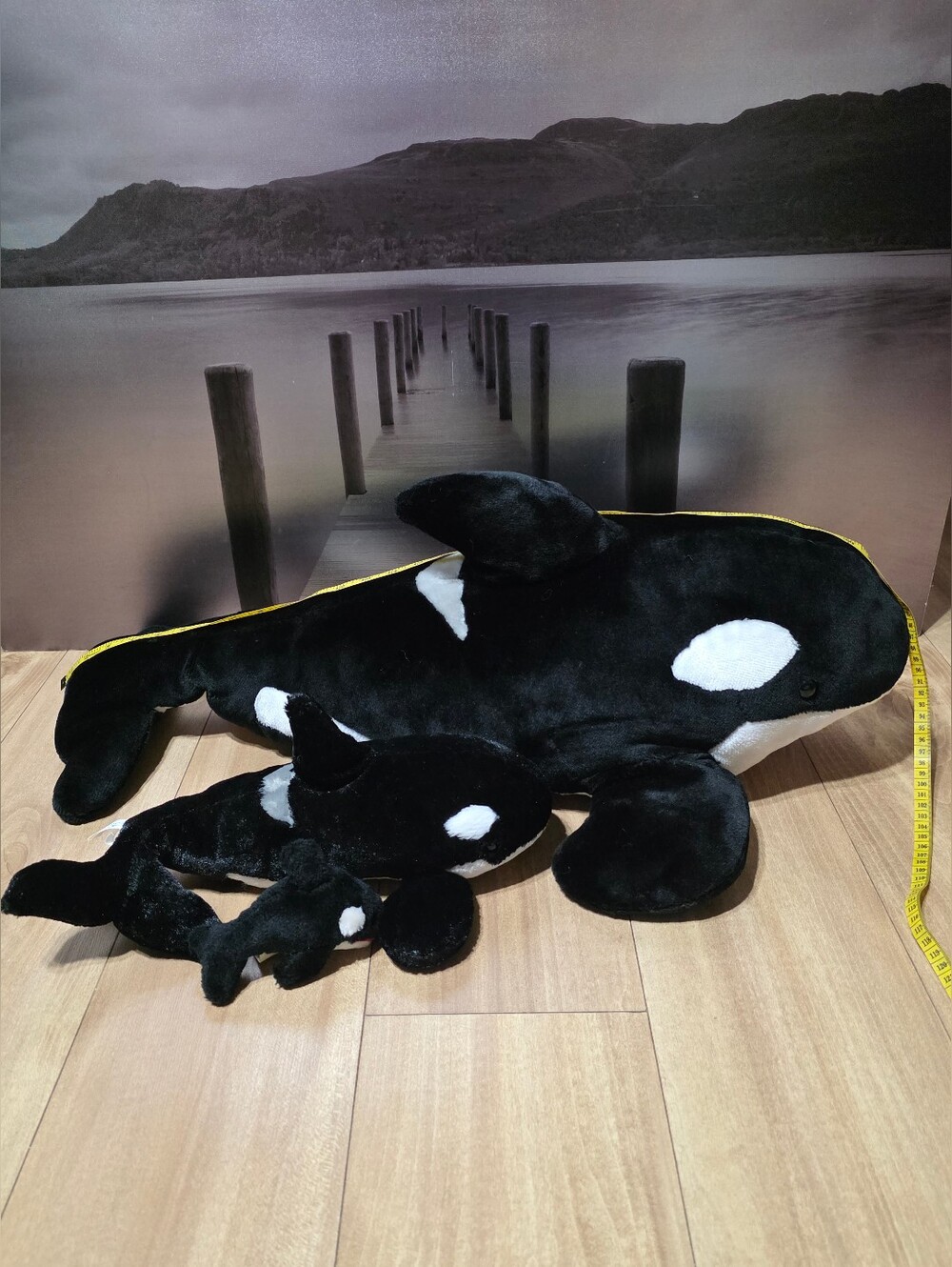 Orca Plush Family Set 3- Black and White Stuffed Whale Toys Sea World Shamu